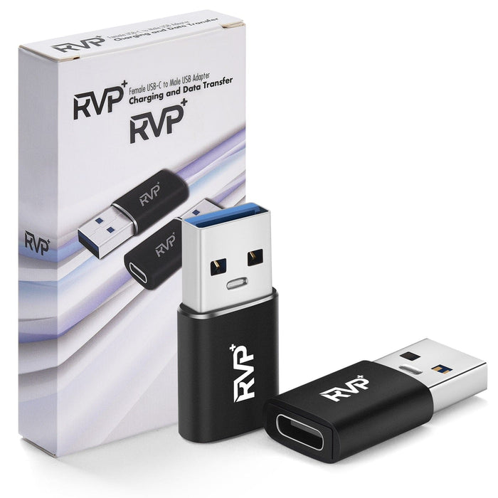 RVP+ USB-C to USB-A 3.2 Gen 1 Adapter (2-Pack, Black)