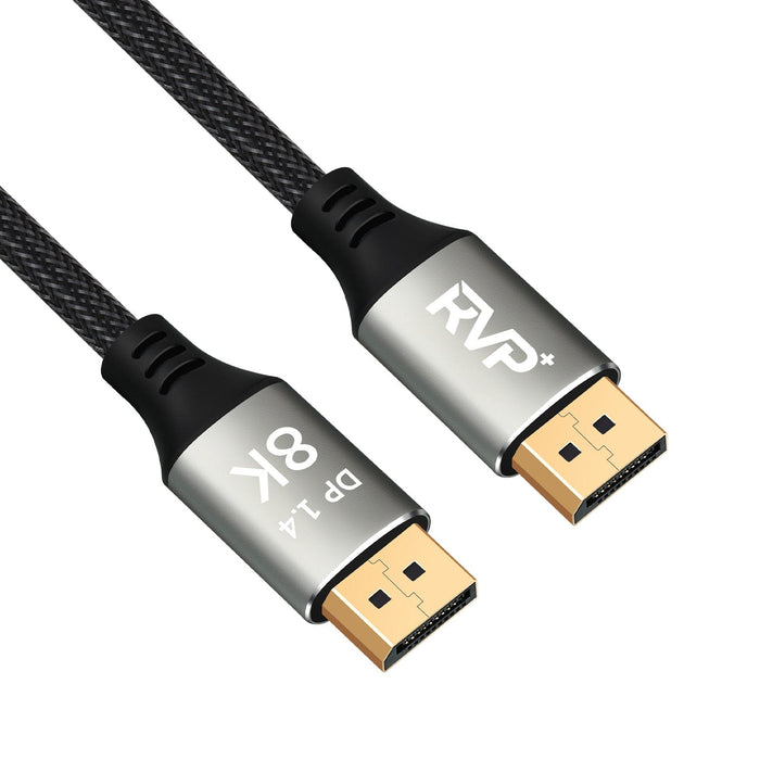 RVP+ 8K DisplayPort Cable DP to DP1.4 Cable (32.4Gbps, 2Pack), Supports 8K at 60Hz and 4K at 144Hz, Ultra Slim Flexible - Grey