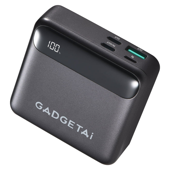 GadgetAI 10,000mAh USB-C Power Bank – Black | High-Speed Charging for Multiple Devices
