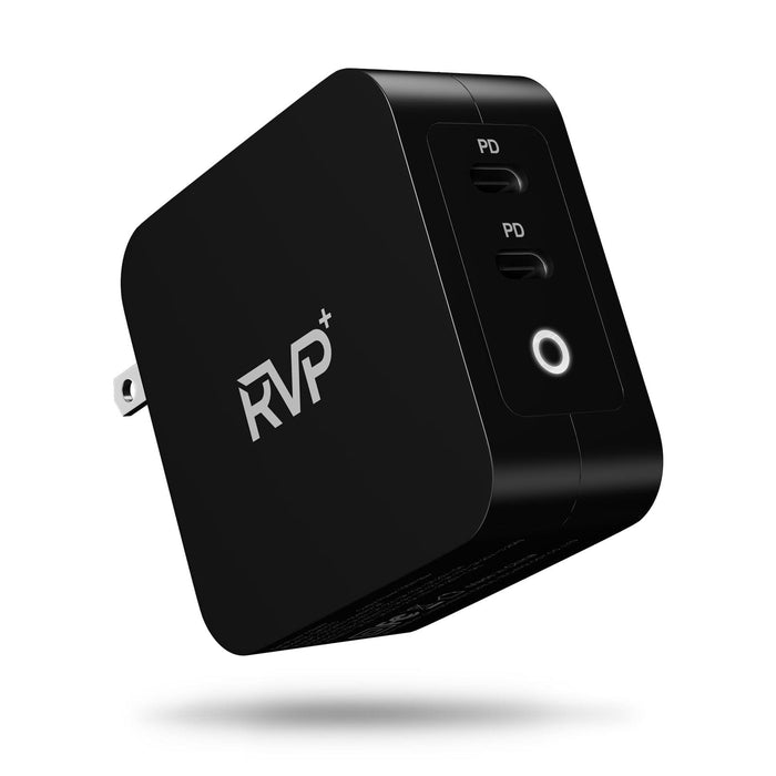 RVP+ 100W USB C Charger GaN(3rd Generation) PD3.0 Tech Power Adapter 2-Port Foldable Wall Charger