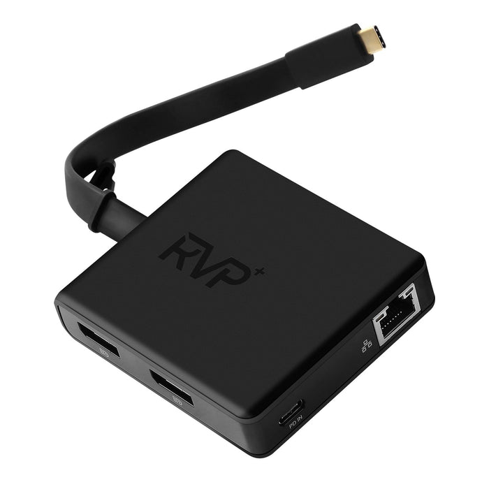 RVP+ Docking Station Dual Monitor, 100W Laptop-Charging, DisplayPort Multi-Stream Transport (MST), Ethernet, Compatible with Thunderbolt 3 Laptop (RVP-601)