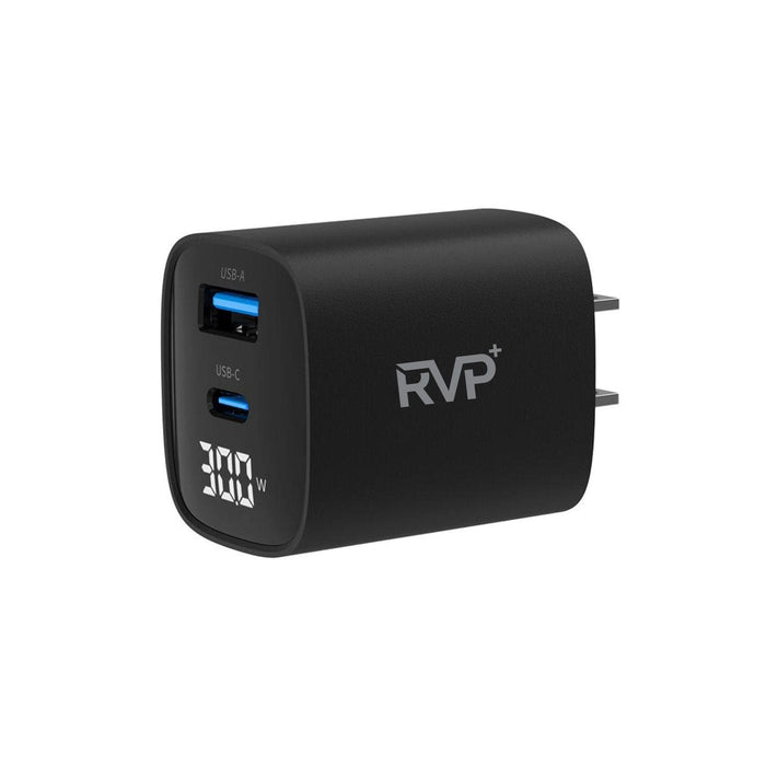 RVP+ 30W GaN USB-C Wall Charger – Fast Charging Power Adapter for Phones, Tablets & Laptops – Black
