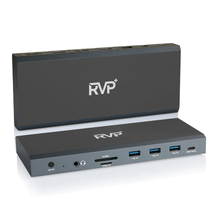RVP+ Docking Station, 14-in-1, Dual-Display Monitors- 4K HDMI (2x) & DisplayPort (2x), 5Gbps USB-C/A Data Transfer(3x), 100W Laptop-Charging, Gigabit Ethernet, Audio With Power Supply - (RVP-6908X4)