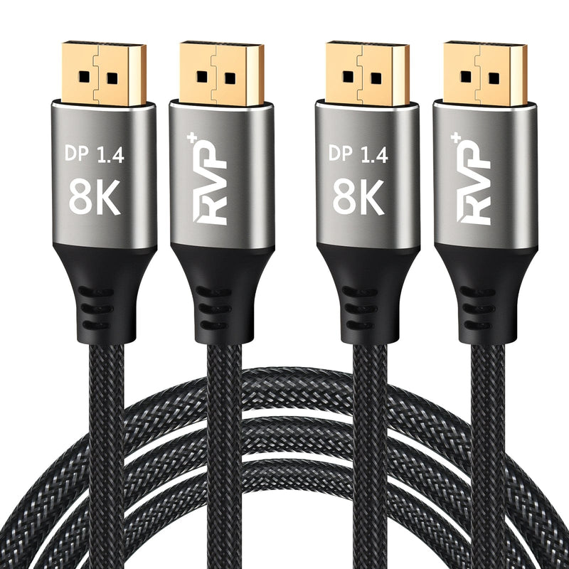 RVP+ 8K DisplayPort Cable DP to DP1.4 Cable (32.4Gbps, 2Pack), Supports 8K at 60Hz and 4K at 144Hz, Ultra Slim Flexible - Grey