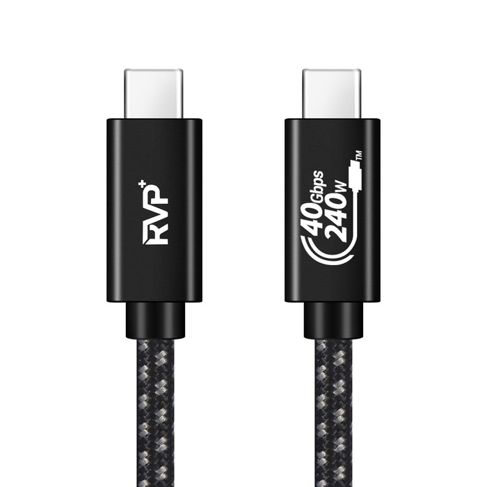RVP+ USB4 Thunderbolt 4 Cable 240w, 40Gbps 8K Video Fast Charging USB-C to USB-C Cable - Black