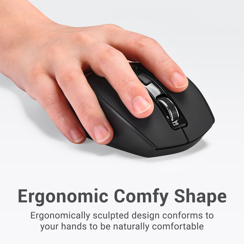 RVP+ 2.4GHz Wireless Mouse, DPI 800/1200/1600, Cordless Mouse for Laptop Computer, Desktop PC, 1x AAA Battery - Black