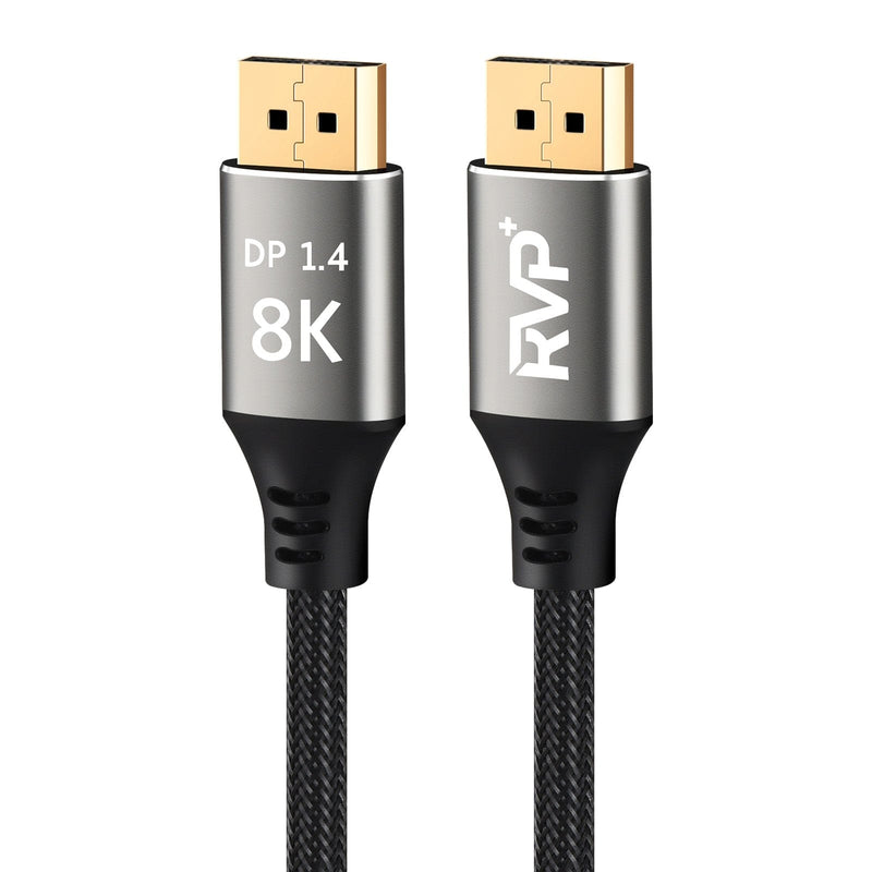 RVP+ 8K DisplayPort Cable DP to DP1.4 Cable (32.4Gbps, 2Pack), Supports 8K at 60Hz and 4K at 144Hz, Ultra Slim Flexible - Grey