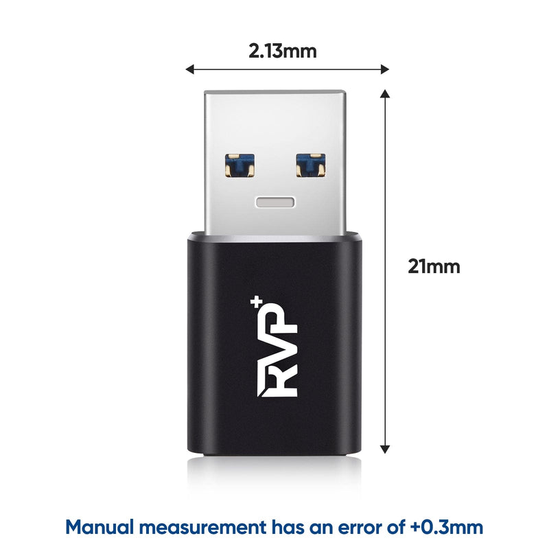 RVP+ USB-C to USB-A 3.2 Gen 1 Adapter (2-Pack, Black)