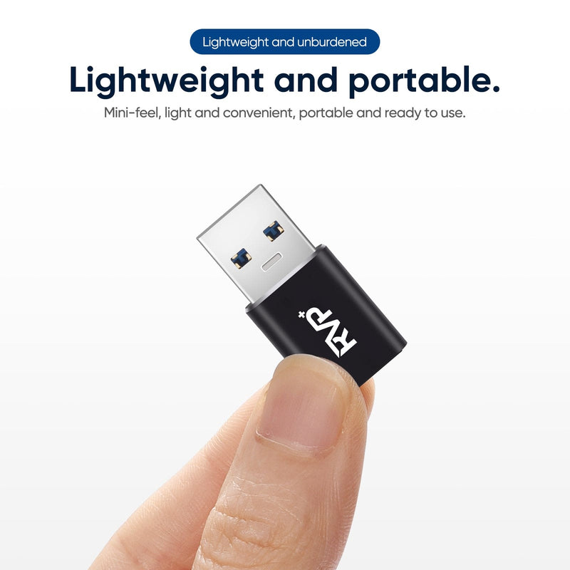 RVP+ USB-C to USB-A 3.2 Gen 1 Adapter (2-Pack, Black)