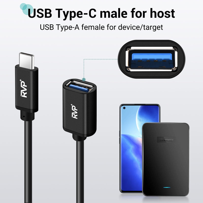 RVP+ USB-C to USB-A 3.0 Female Adapter (2-Pack, Black)