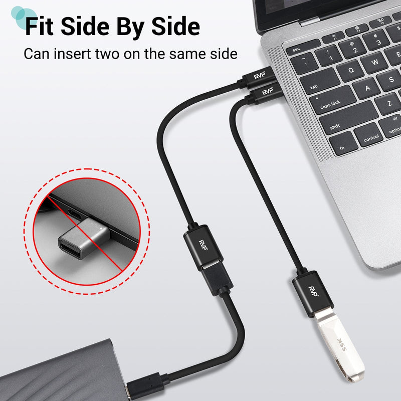 RVP+ USB-C to USB-A 3.0 Female Adapter (2-Pack, Black)