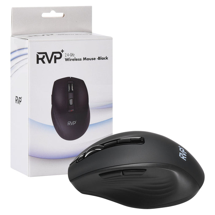 RVP+ 2.4GHz Wireless Mouse, DPI 800/1200/1600, Cordless Mouse for Laptop Computer, Desktop PC, 1x AAA Battery - Black