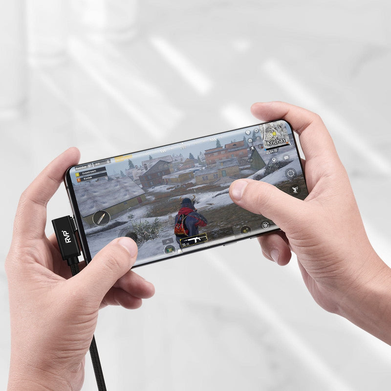 RVP+ 90 Degree USB C to USB C Cable (20Gbps, 2Pack), 100W Right Angle USB C Charger, 4K Video Output with E-Marker for Thunderbolt 4/3 - Black