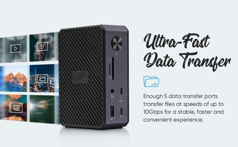 RVP+ USB C Docking Station 3 Monitors, 14-in-1, 10Gbps USB-C, 5Gbps USB 3.0, 85W Laptop-Charging, PD 18W, Triple Display-4K HDMI Dual Monitors & DisplayPort, Gigabit Ethernet, Audio, TF/SD 3.0 (RVP-G8)