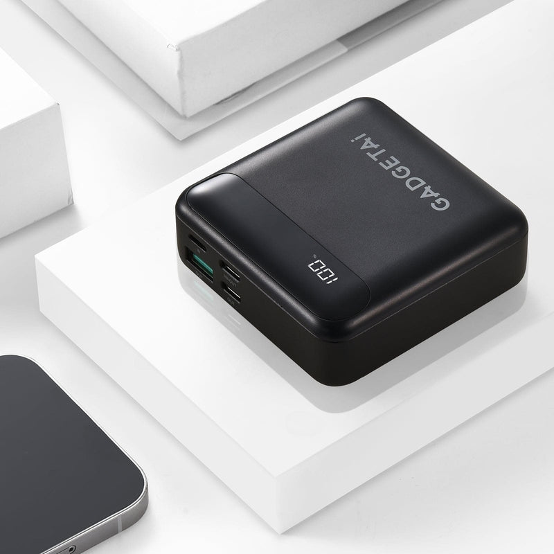GadgetAI 10,000mAh USB-C Power Bank – Black | High-Speed Charging for Multiple Devices