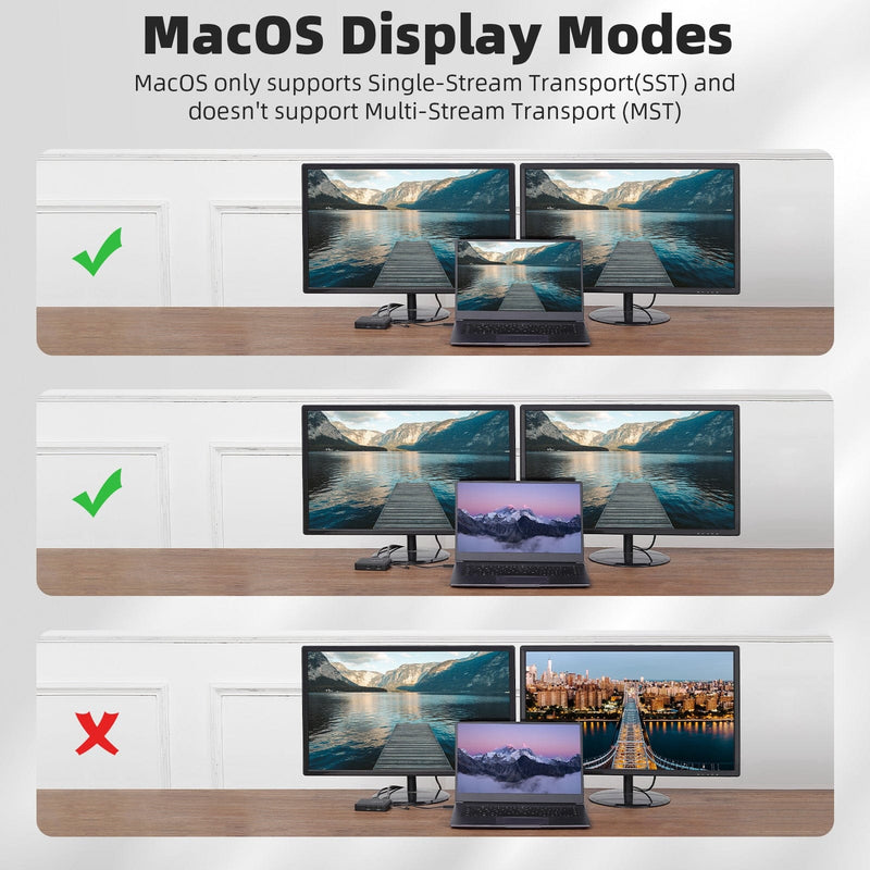 RVP+ Docking Station Dual Monitor, 100W Laptop-Charging, DisplayPort Multi-Stream Transport (MST), Ethernet, Compatible with Thunderbolt 3 Laptop (RVP-601)