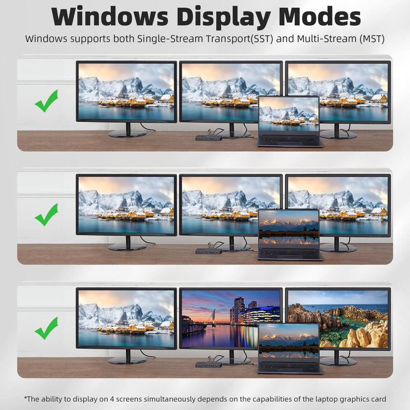 RVP+ Docking Station 3 Monitors, 12-in-1, Tri-Display - 4K HDMI Dual Monitors, 5Gbps USB-C-A Data Transfer, USB 3.0, 100W Laptop-Charging, Gigabit Ethernet, Audio, SD-TF Dongle (RVP-USB012)