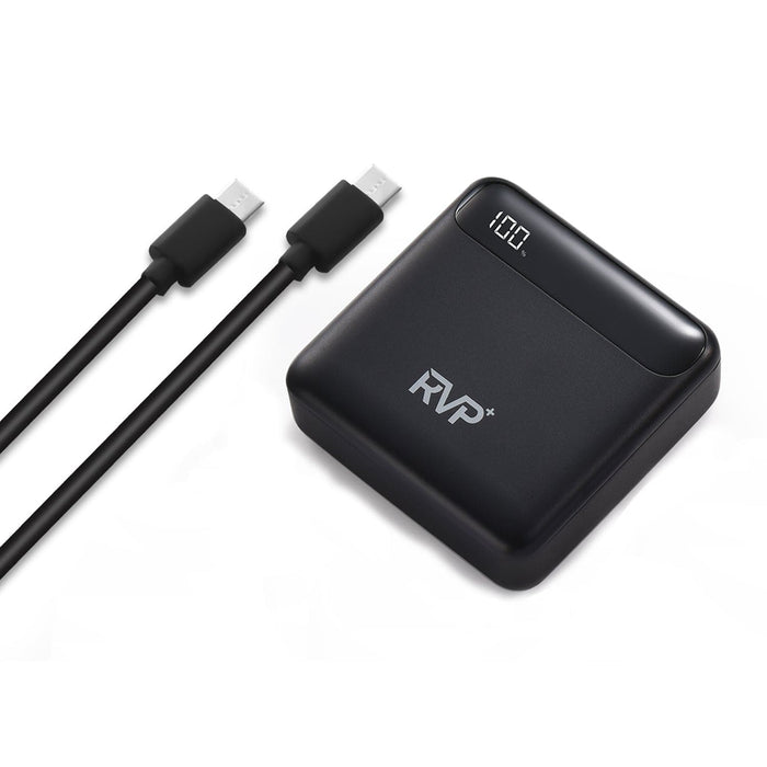 RVP+ 10,000mAh Power Bank – Fast Charging Portable Charger with Dual USB-C, USB-A & Lightning – Black