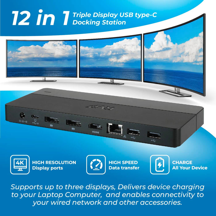 Hub USB C 90W pour Ordinateur, Ports Ethernet, Audio / Vidéo 4K et