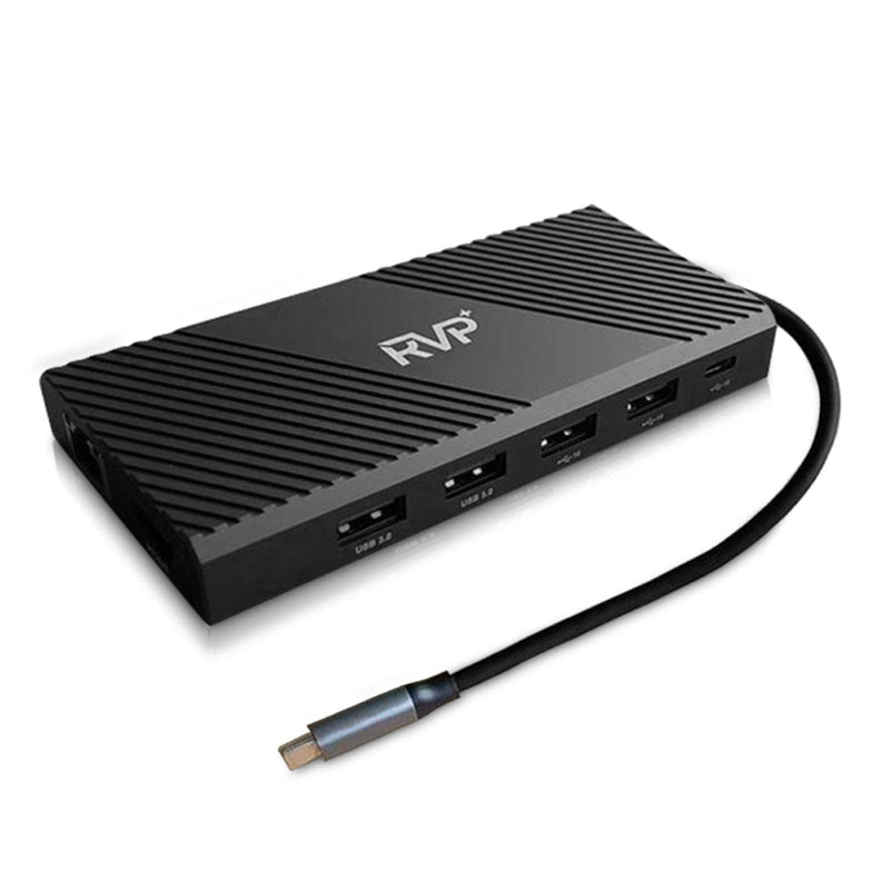 RVP+ Docking Station 3 Monitors, 12-in-1, Tri-Display-4K HDMI Dual Monitors, 5Gbps USB-C-A Data Transfer, USB 3.0, 100W Laptop-Charging, Gigabit Ethernet, Audio, SD-TF Dongle (RVP-MCY93)